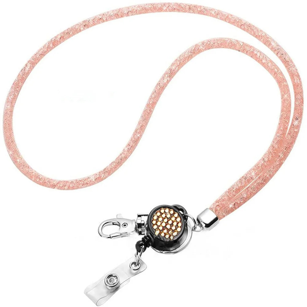 Badges Holder Retractable Lanyard  Id Lanyard Name Tag Card Badge Holder Reels Chain Clips Hanging Rope Keychain Necklace Strap