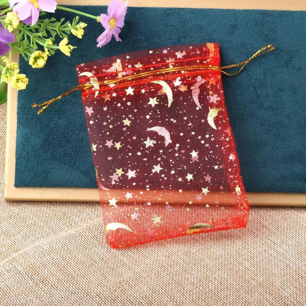 50pcs/lot Moon Star Organza Gift Bag 7x9 9x12 10x15cm Multicolor Gifts Pouches For Wedding Party Candy Bag Jewelry Packing