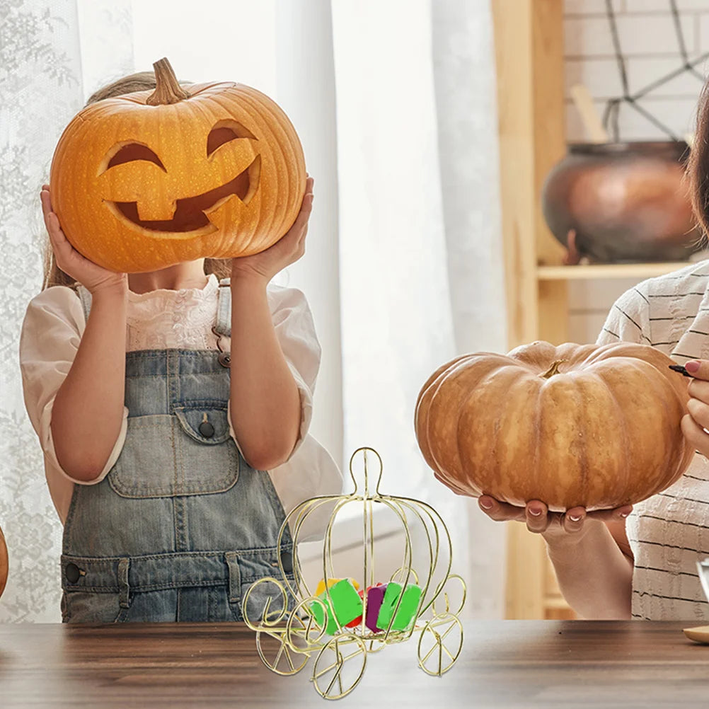 8pcs Pumpkin Carriage Centerpiece Candy Holder Halloween Wedding Party Candy Cart Container Tabletop Decoration