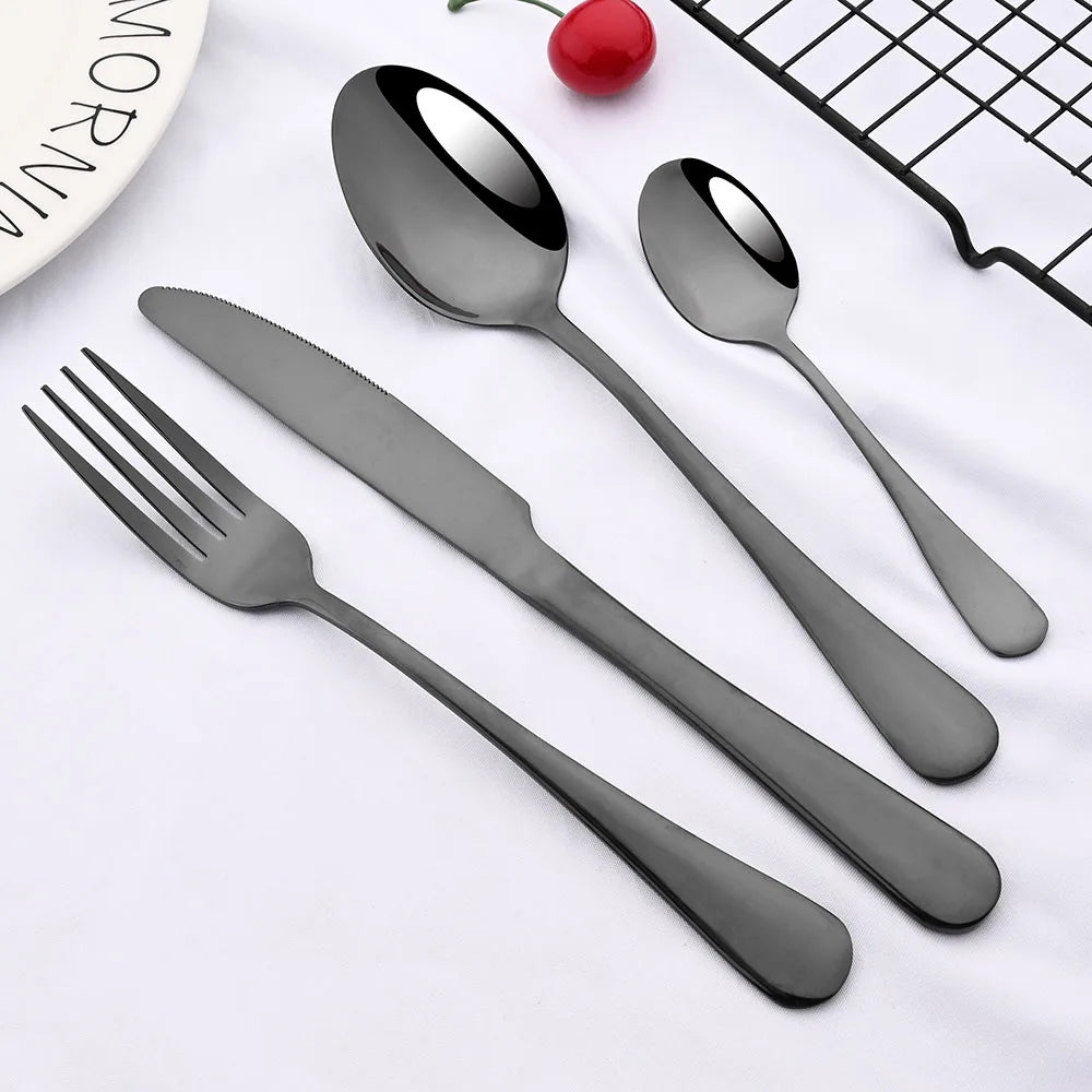 Promotion Dinnerware Set Stainless Steel Colorful Rainbow Gold Knife Fork Teaspoon Dishwasher Safe Silverware Set Cutlery Box