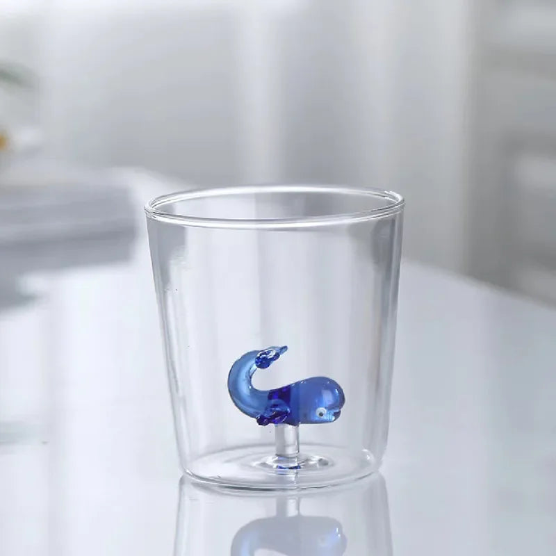 Glass Cup 3D Cartoon Animal Shape Glasses Home Cute Water Coffee Glass Single Layer Cup with Guests Juice Cold Drink Cup