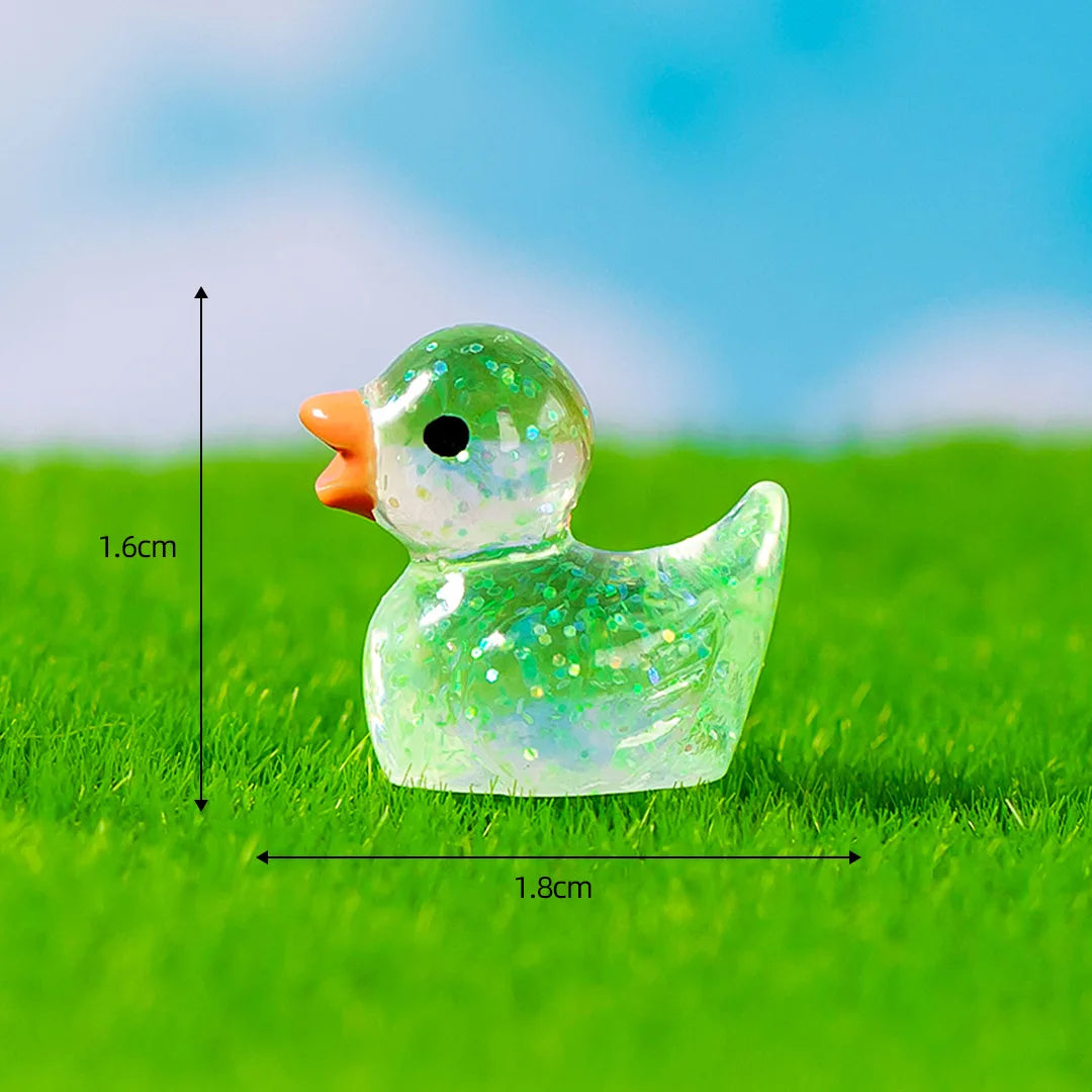 50PCS Mini Ducks Sequin Miniature Duck Resin Desk Decoration Cute Figurines Fairy Garden Accessories Home Decor DIY Doll House