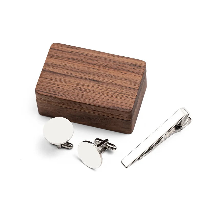 Custom Metal Cufflinks Tie Clip & Rectangle Gift Box Engraved Gift for Dad and Groomsmen Personalized Best Man Cufflinks Set