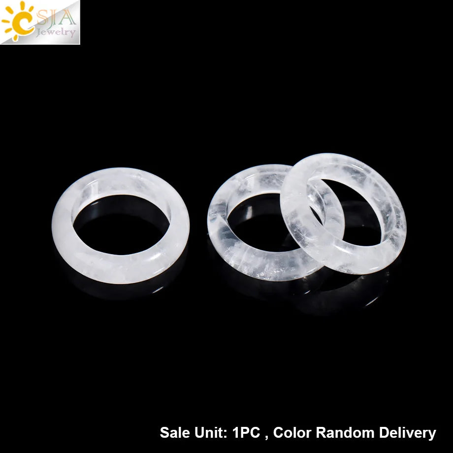 Reiki Crystal Rings for Men Natural Stone Pink Quartz Red Agates Amethyst Running Ring Jewelry 16 17 18 19 20 21 Inner Ring H474