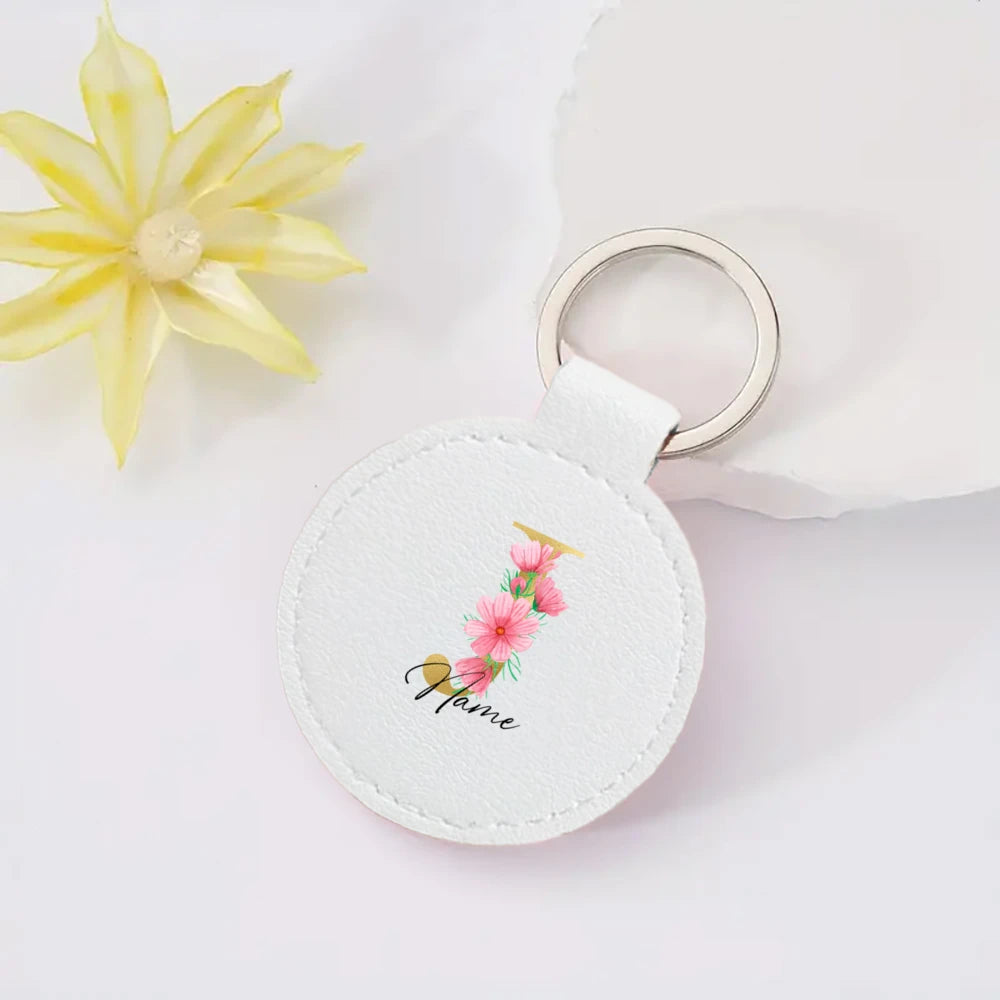 Personalized Keyring Pendant Initial with Name Key Chain Leather Key Ring Mobile Phone Bag Jewelry Accessories Best Gift for Her