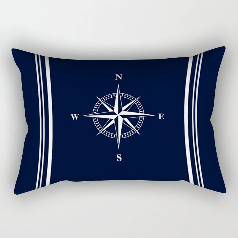 Blue nautical decoration compass waist pillowcase 30*50 home decoration sofa decoration cushion cover 40*60 can be customized