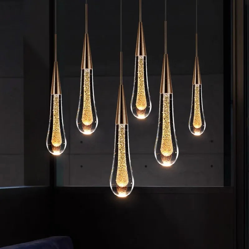 2024 New Modern LED Crystal Chandelier Lustre Restaurant Bar compound Stair Light Living Room Bedroom Lighting Art Lighting