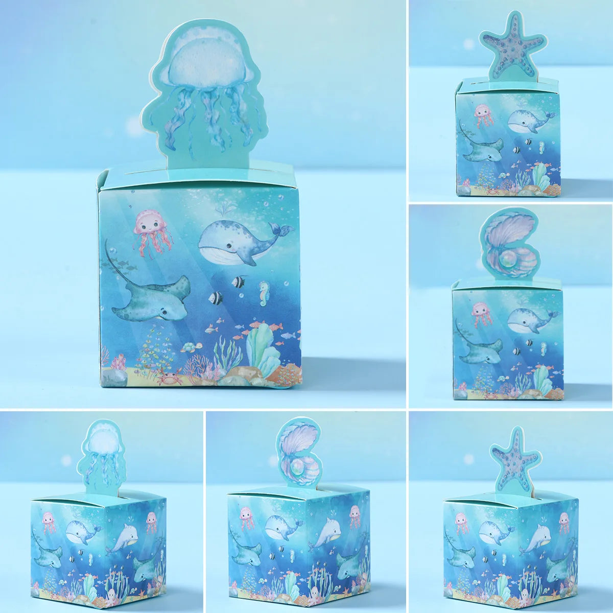 Under The Sea Three-dimensional Candy Box Undersea Animal Theme Birthday Party Decorations Kids Favors Gifts Candy Cookie Box