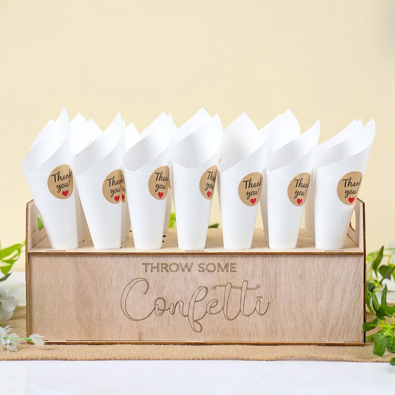 Wooden Wedding Confetti Cone Frame Tray Confetti Cones Stand Box Rustic Wedding Decoration DIY Holder Support Party Favor