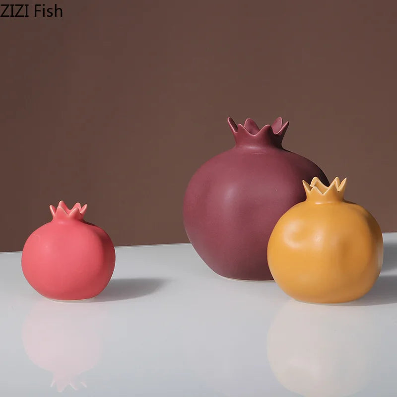 Imitation Pomegranate Ornaments Ceramic Vase Dried Flower Vase Flower Arrangement Art Sculpture Decorative Vases Statue Crafts