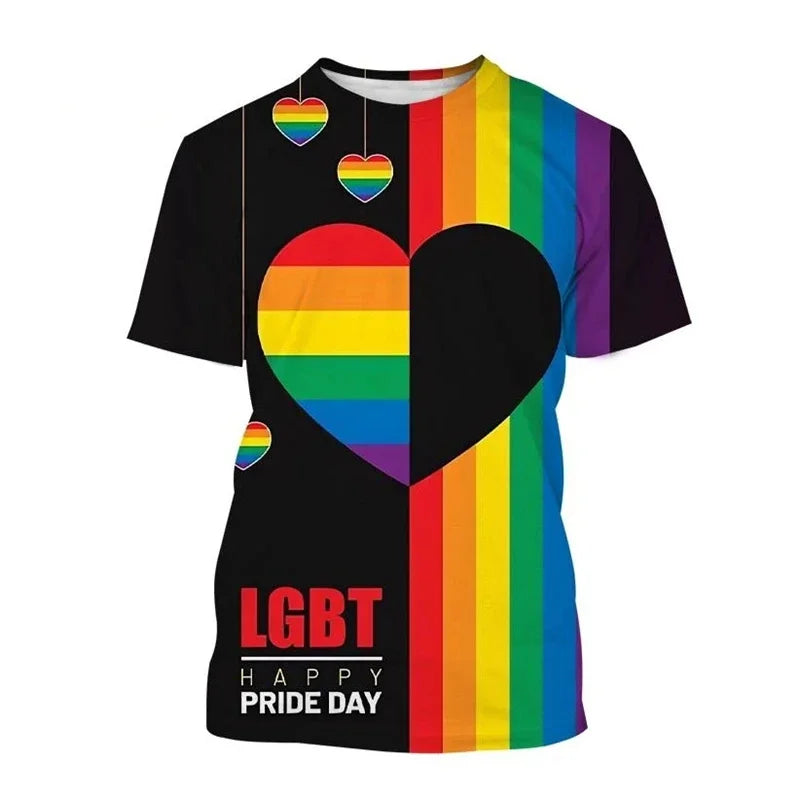 Vintage 3D LGBT Printed T Shirt Happy Pride Day Graphic T-shirts For Men Kid Fashion Streetwear Tee Shirts Clothes Short Sleeves