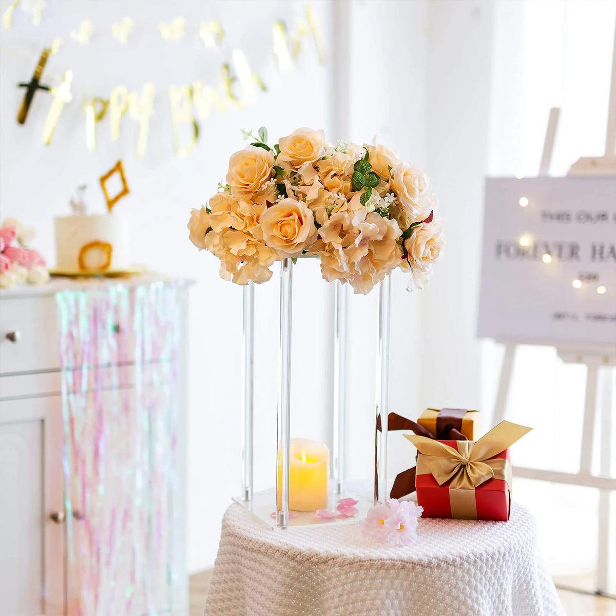 5/10 Pcs Acrylic Vase Wedding Centrepieces Clear Column Flower Display Stand Geometric Display Stand for Birthday Wedding Decor