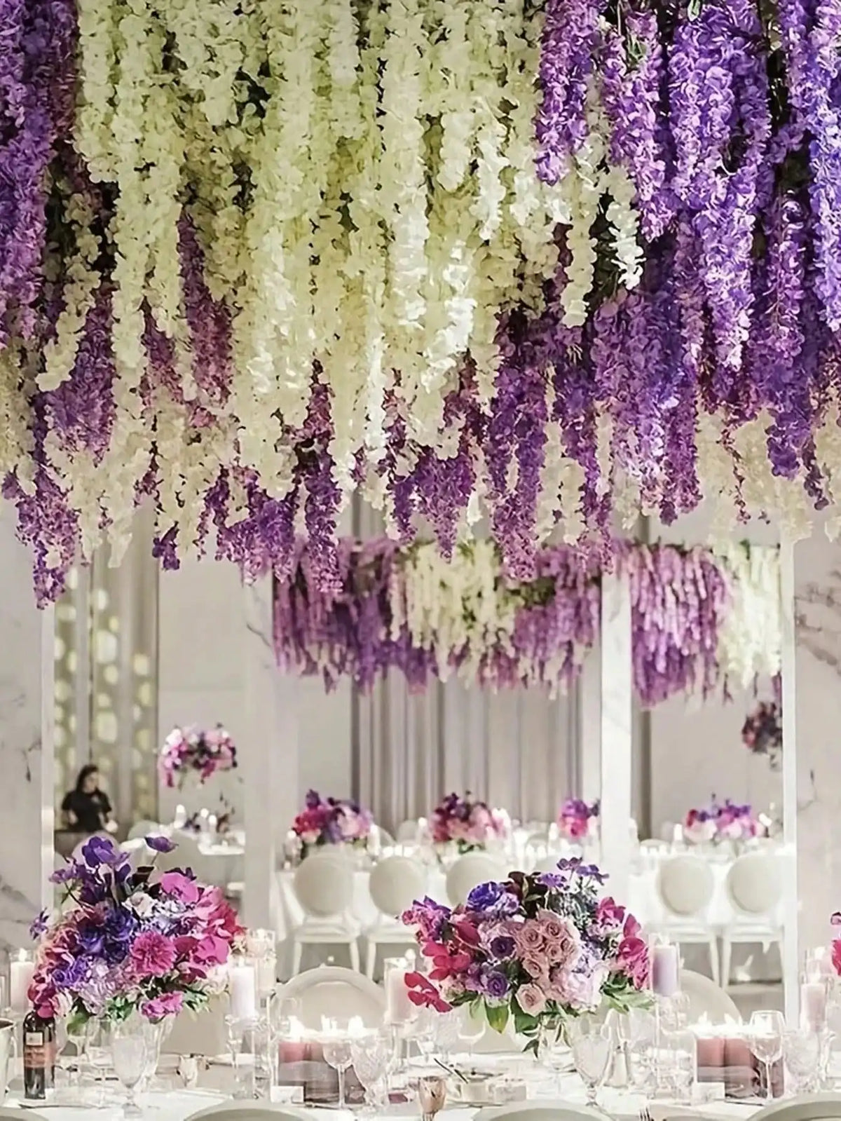 10pcs Artificial Wisteria Hanging Flower Garland, Silk Flower Vine For Wedding, Party, Home, Garden, Wall Decor