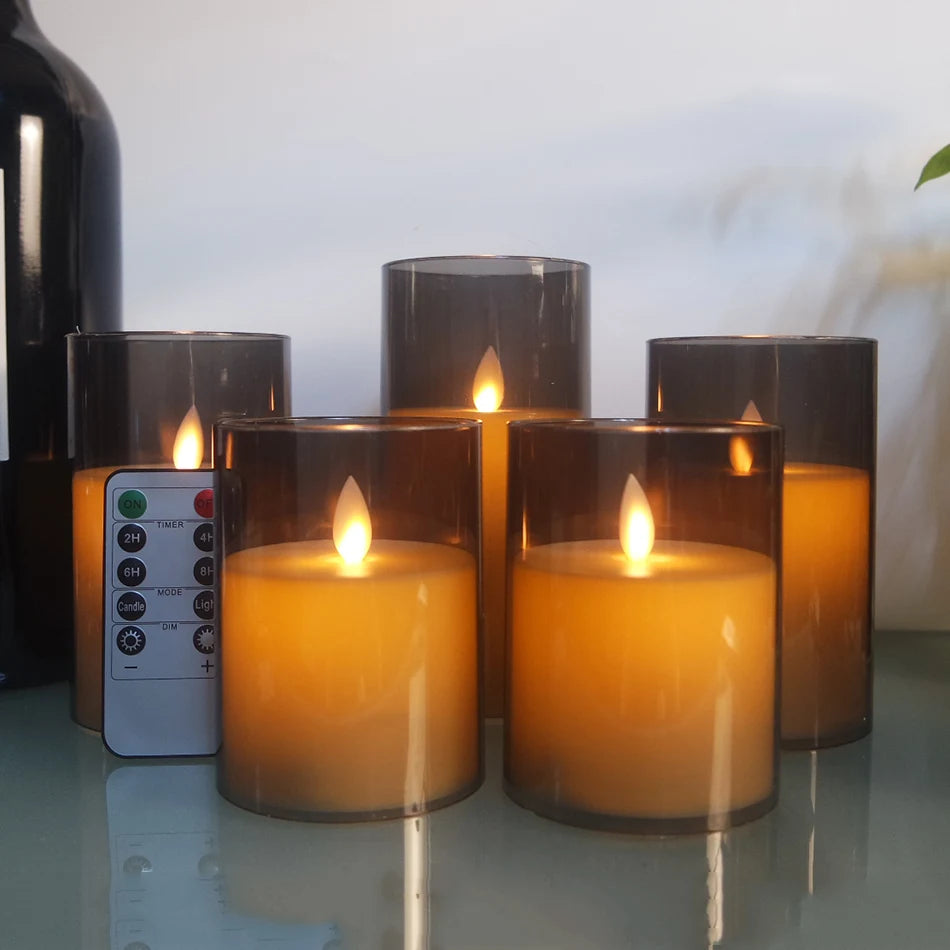 Electronic LED Candles with Timer Remote,Dancing Flame, Battery Operated Candles with Unbreakable Plexiglass Shell,Home Decor