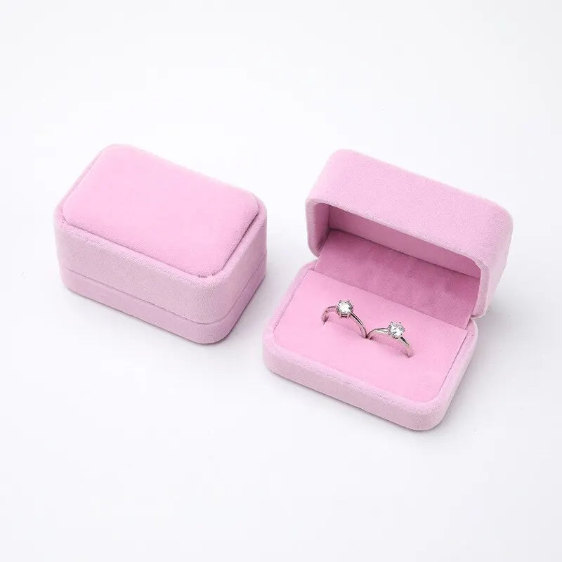 Custom Flannel Ring Box Double Slot Ring Bearer Box Wedding Jewelry Box gift for Girlfriend Personalized engagement ring box