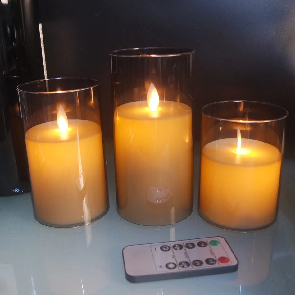 Electronic LED Candles with Timer Remote,Dancing Flame, Battery Operated Candles with Unbreakable Plexiglass Shell,Home Decor