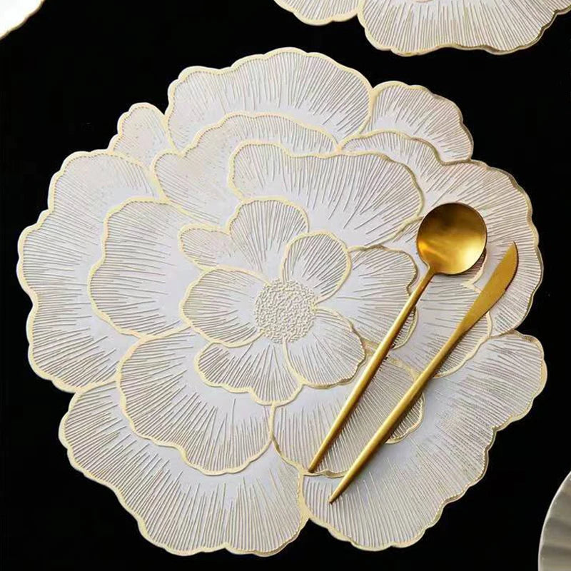 NEW Arrival PVC Flower Placemat Dining Decorative Heat Resistant Table Pad Coasters Home Party Wedding Christmas