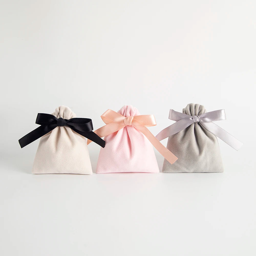 10pcs Bulk 10x12cm Jewelry Packing Ribbon Velvet Bags Gift Display Packing Storage Wedding Travel Candy Drawstring Dust Pouches