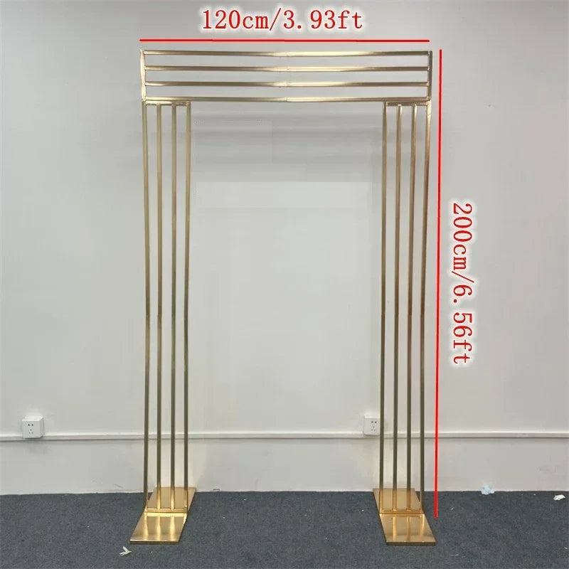 NEW Gold-Plated Wedding Arch, Shiny Gold Flower Stand, Welcome Door Wall Backdrop, Decoration Metal Frame