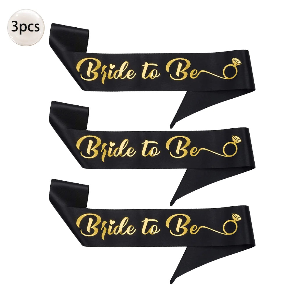 Bride to Be Bachelorette Party Sash with Gold Foil Lettering Bridal Shower Wedding Engagement Team Bride Sash Hen Party Supplies