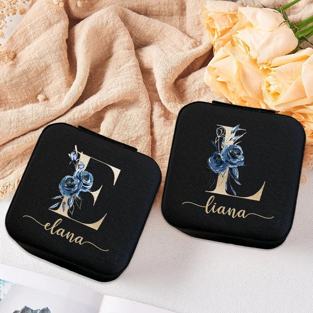 Custom Leather Jewelry Box with Name Personalized Travel Jewelry Organizer Storage Case Bridesmaid Proposal Gifts