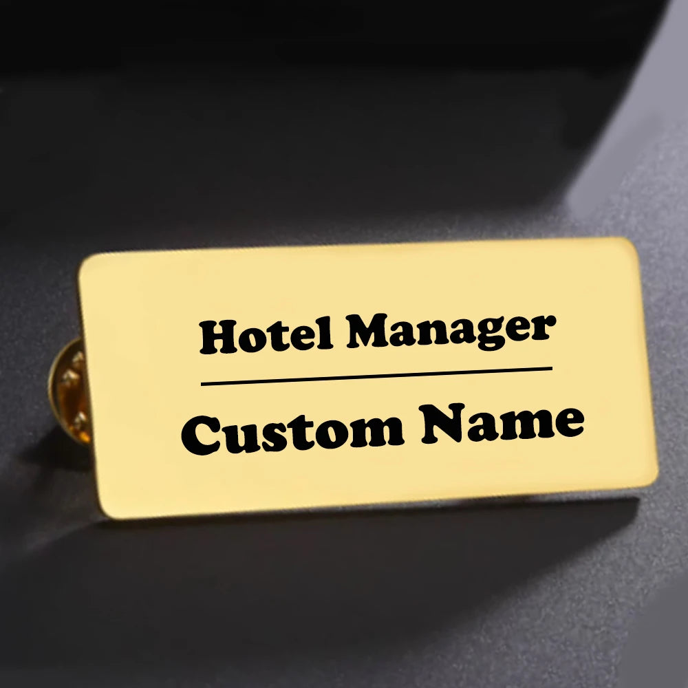 Custom Name Brooch for Women Men Personalized Stainless Steel Customized Logo Pins Nameplate Brooch Women Wedding Jewellery Gift