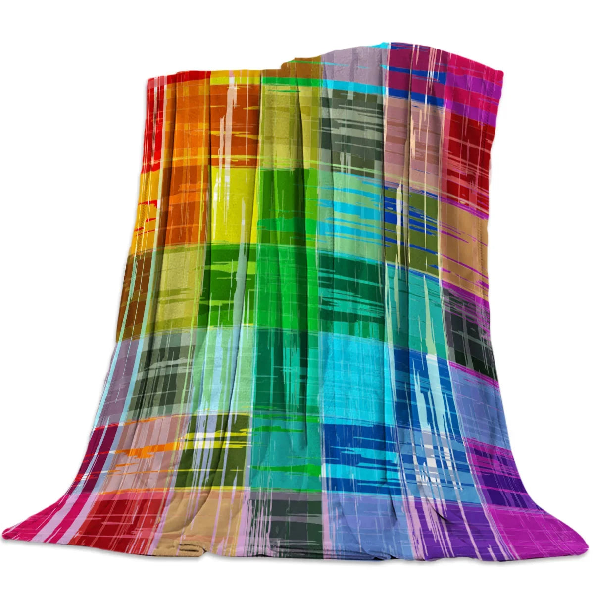 Flannel Blankets Colorful Stripe Lgbt Pride Rainbow Blanket Cushion Warm Throws on Sofa Bed Home Bedspread Travel Fleece Blanket