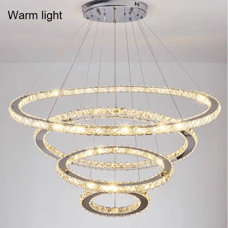 LED Rope chandelier Crystal Lamp For Living Room Cristal Lustre Chandeliers Lighting Pendant Hanging Ceiling Fixtures