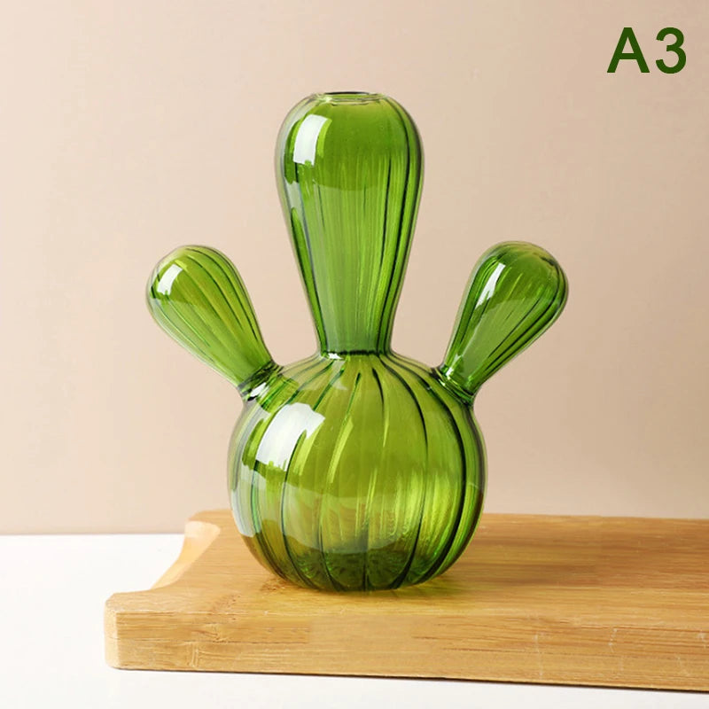 Cactus Glass Vase Small Fresh Glass Decorations Simple Home Living Room Desktop Ornaments Home Supplies
