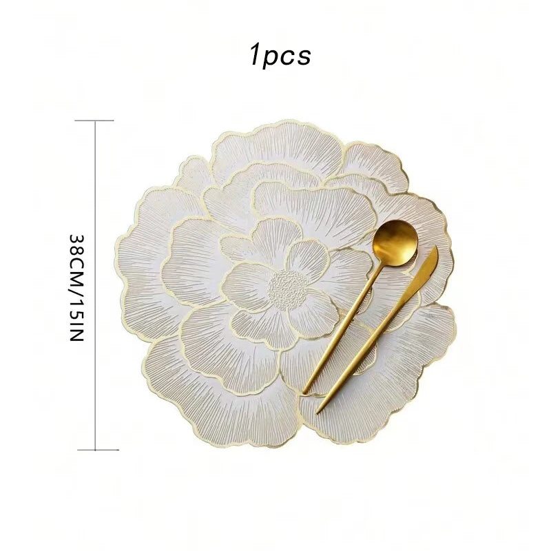 NEW Arrival PVC Flower Placemat Dining Decorative Heat Resistant Table Pad Coasters Home Party Wedding Christmas