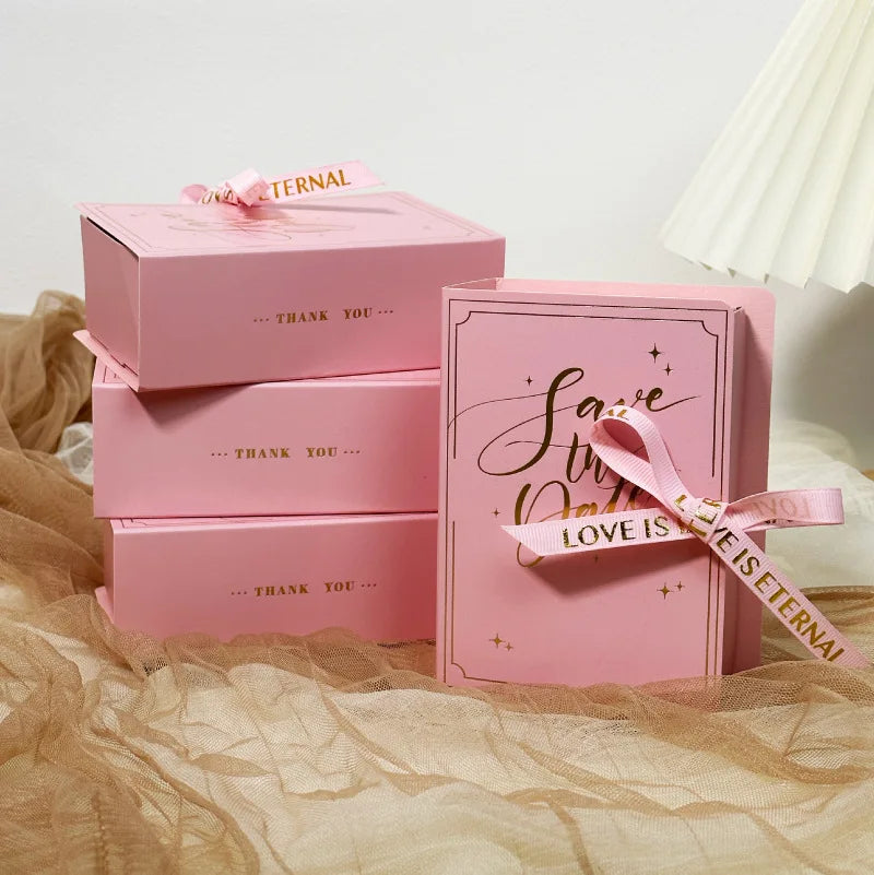 20/50pcs Creative Book Gift Box With Ribbon Wedding Souvenir Candy Cake Cookies Packaging Box Birthday Party Favours Decoration
