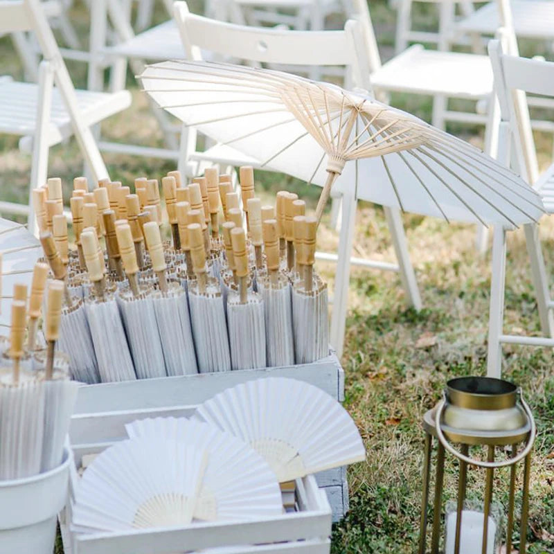 Paper Umbrella for Wedding Chinese Oil Paper Umbrella White DIY Parasol Bridal Baby Shower Party Photograph Prop Decor 60/84cm
