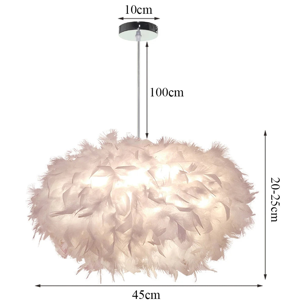 Fluffy Feather Pendant Light Modern E27 Lamp Holder Hanging Fairy Lighting Fixture Bedroom Chandelier lampy sufitowe Droplight