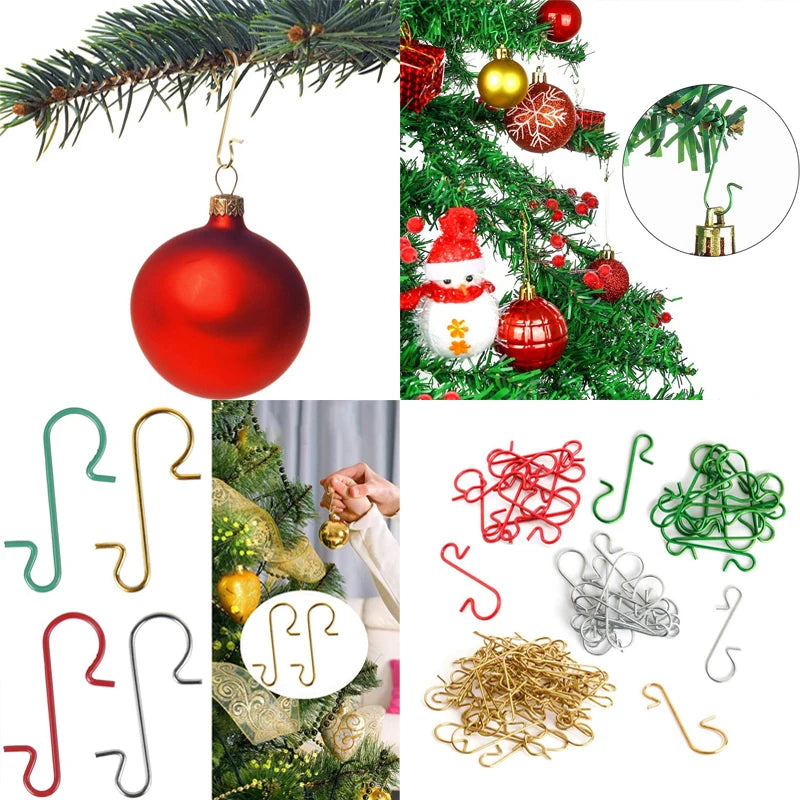 50/100pc Mini Metal S Shape Christmas Hook DIY Christmas Tree Decoration Stainless Steel Hook For Christmas Home Party Supplies