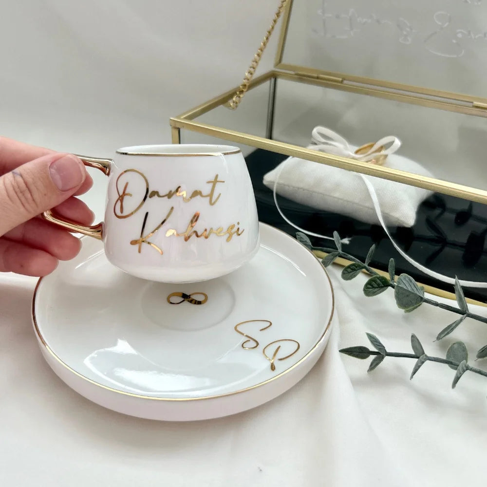 Personalized Vinyl Sticker Damat Kahvesi Sticker Wedding Decoration Lettering For Coffee Cup Groom Tray Decor Bridal Party Gift