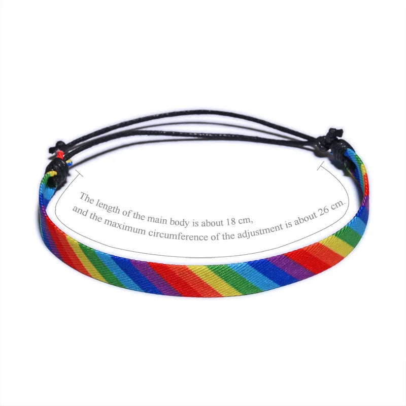 Handmade Braided Rainbow Bracelet Adjustable Lesbian LGBT Pride Month Bracelet