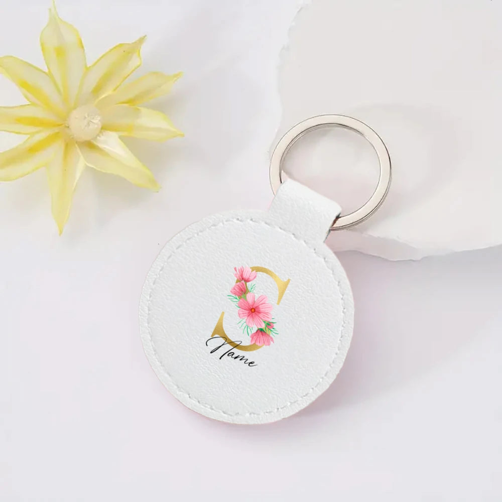 Personalized Keyring Pendant Initial with Name Key Chain Leather Key Ring Mobile Phone Bag Jewelry Accessories Best Gift for Her