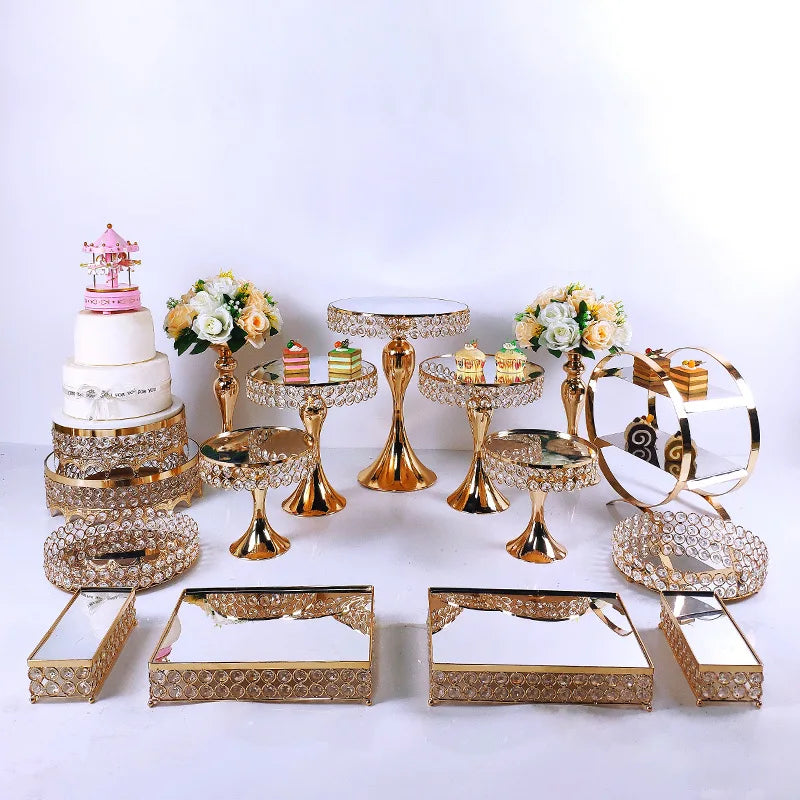 Wedding Centerpieces Party Decoration Table Round Dessert Display Wedding Cupcake Plinth Metal Gold Cake Stand Set