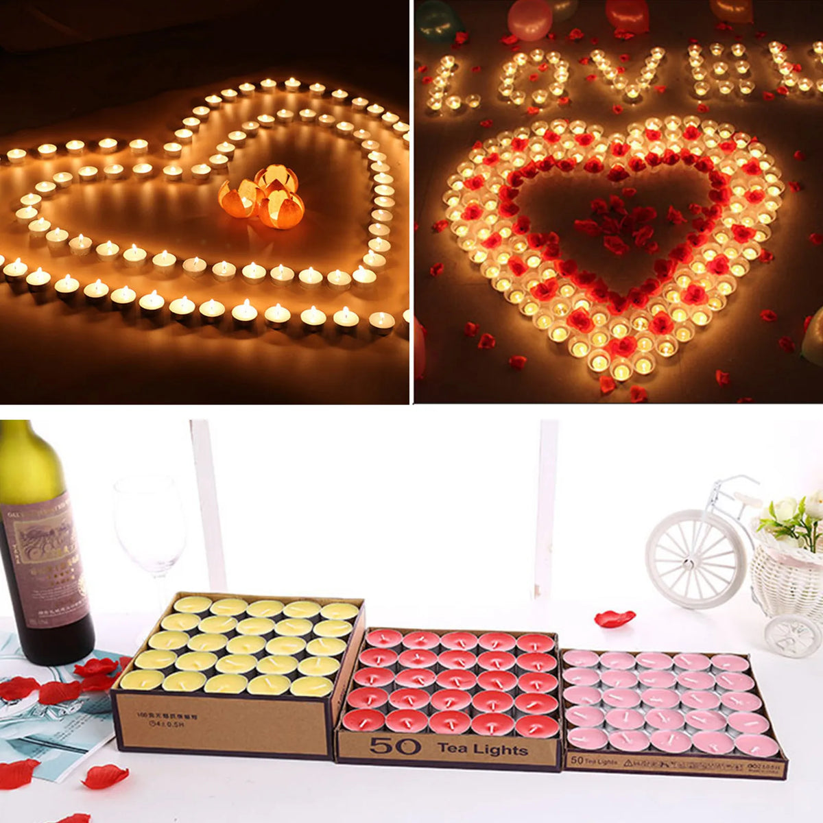 50pcs Round Aromatherapy Candle Birthday Romantic Smokeless Atmosphere Gift Props Wedding Decoration Tea Candle Light Tea Wax