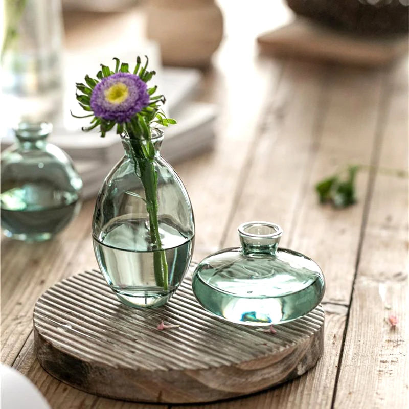 Transparent Glass Vase Retro Class Vase Pot Nordic Flower Bottle Retro Plants Glass Jar Wedding Decoration Home Decor florero