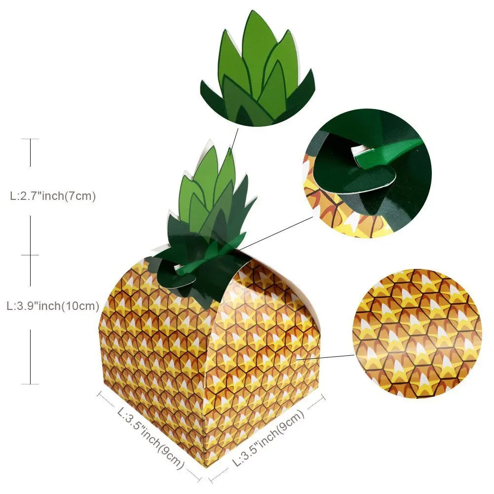 5pcs Pineapple Shape Cardboard Goodies Candy Packing Box Favor Hawaiian Luau Summer Party Decorations Gift Box Supplies Birthday