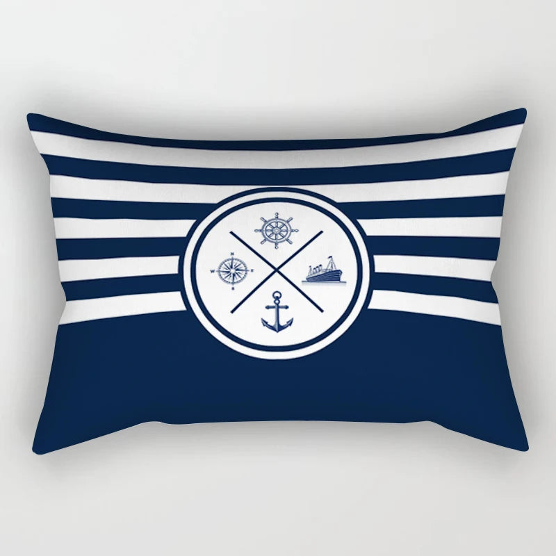 Blue nautical decoration compass waist pillowcase 30*50 home decoration sofa decoration cushion cover 40*60 can be customized