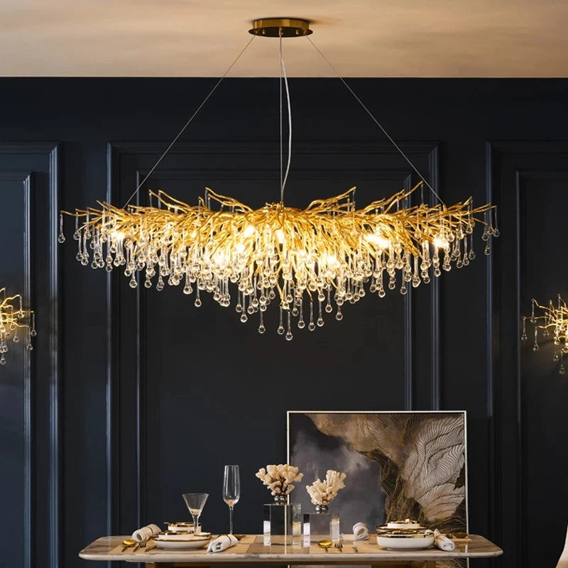 Modern Luxury LED Crystal Chandeliers Crystal Hanging LED Pendant Lights for Bedroom Kitchen Dining Living Suspension Lamp