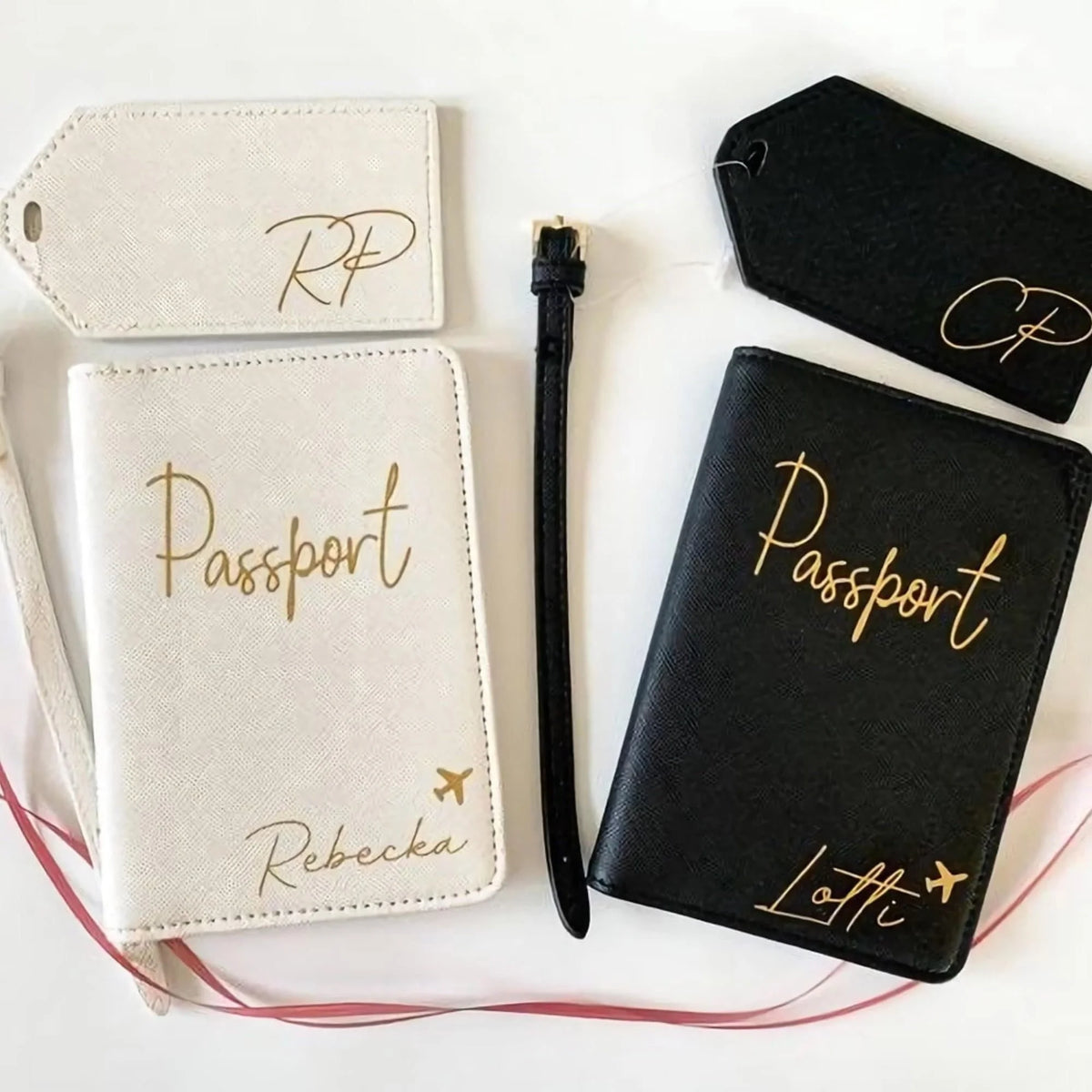Personalised Passport Holder Custom Luggage Tag set Engagement Travel set Honeymoon Valentines Gift Bridal Party Gifts Mr & Mrs