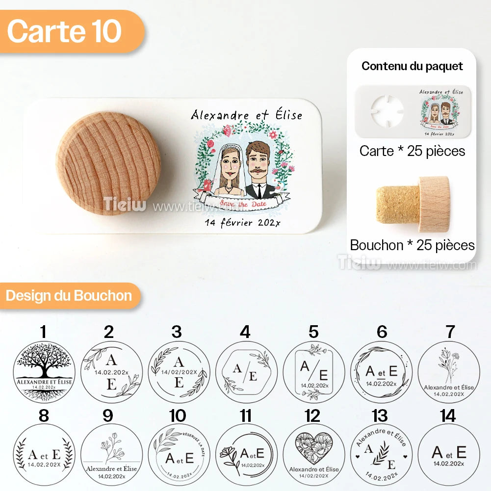 Personalized Cork bottle cap with thank you card for Marriage guests, embaved Wood thank you gifts, personalized Souvenirs for eco-friendly and rustic reception