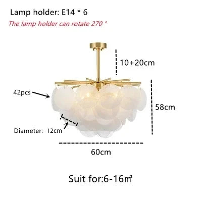 Glass Pendant Match LED Chandelier For Living Room Dining Bedroom Luxury Metal Indoor  Decorations Lighting fixtures