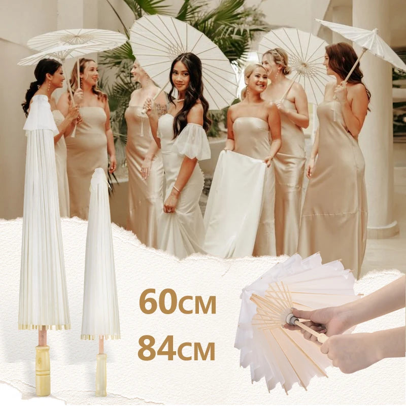 Paper Umbrella for Wedding Chinese Oil Paper Umbrella White DIY Parasol Bridal Baby Shower Party Photograph Prop Decor 60/84cm