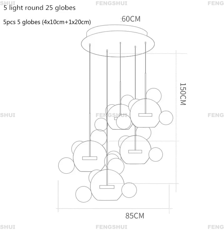 Nordic Decor Led Chandeliers for Living Room Indoor Lighting Bubbles Ball Kitchen Ceiling Chandelier Dining Room Pendant Lamp