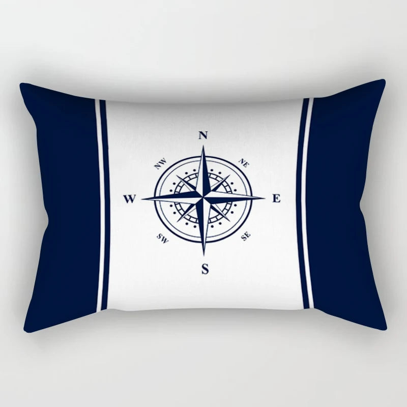 Blue nautical decoration compass waist pillowcase 30*50 home decoration sofa decoration cushion cover 40*60 can be customized
