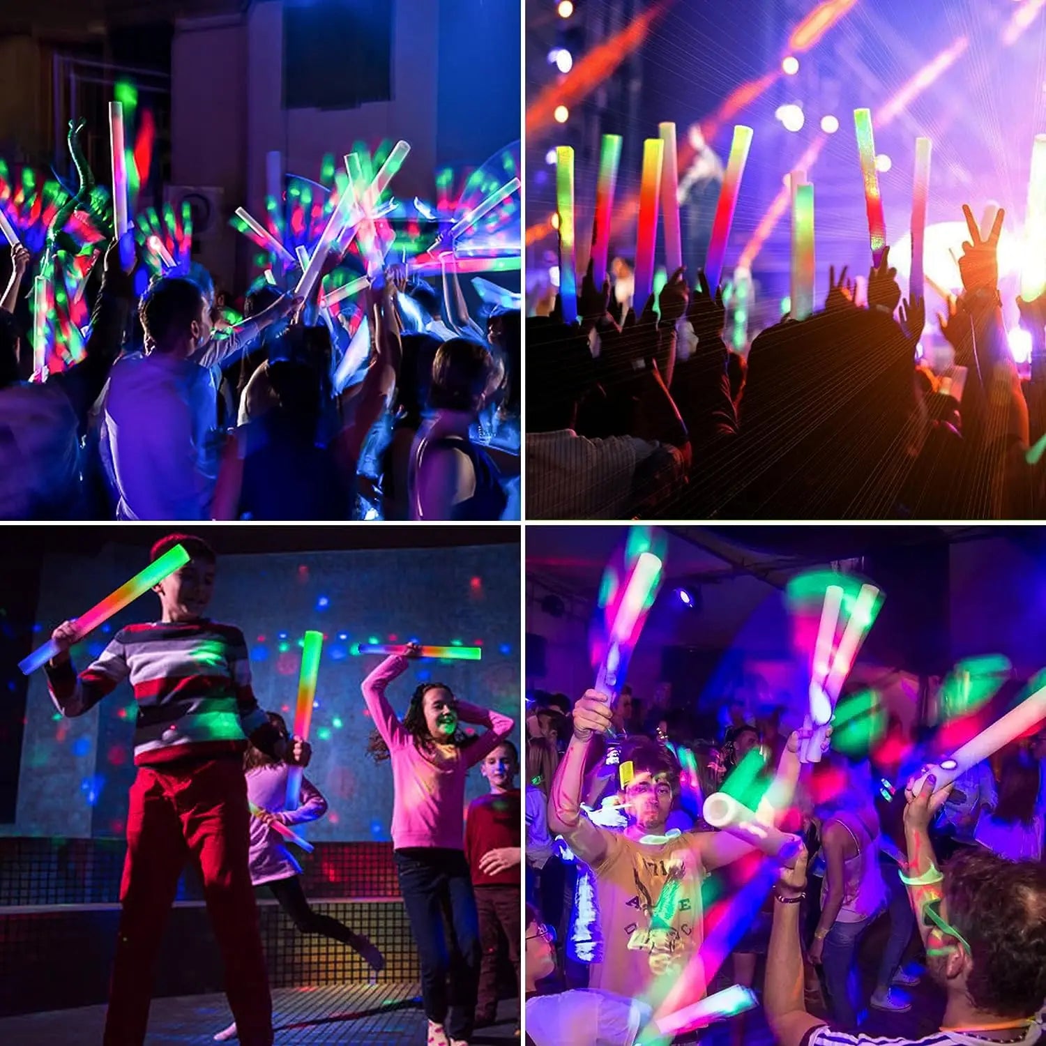 15/20Pcs LED Glow Sticks Bulk Colorful RGB Glow Foam Stick Cheer Tube Dark Light for Xmas Birthday Wedding Party Supplies